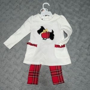 Girls 2pc Kids Headquarters Puppy Dog outfit. White, red & black w/gold trim.